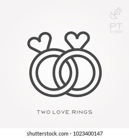 Line icon two love rings