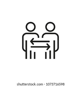 Line Icon Of Two People With Arrows. User Connection, Exchange Of Experience, Friendship. Communication Concept. For Topics Like Business, Relationship, Internet