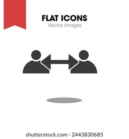 Icono de línea de dos personas con flechas. Conexión de usuarios, intercambio de experiencias, amistad. Concepto de comunicación. Para temas como negocios, relaciones, internet
