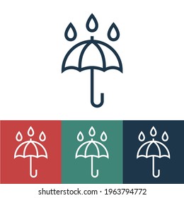 Line icon umbrella and raindrops