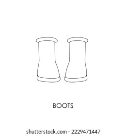 Line icon Unisex Boots Vector illustartion. Silhouette of Winter Shoes linear vector icon isolated on white background. Hiking Shoes. Footwear. Girl's Boots outline illustration