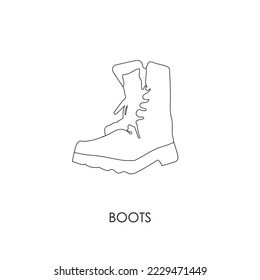 Line icon Unisex Boots Vector illustartion. Silhouette of Winter Shoes linear vector icon isolated on white background. Hiking Shoes. Footwear. Girl's Boots outline illustration