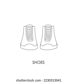 Line icon Unisex Boots Vector illustartion. Silhouette of Winter Shoes linear vector icon isolated on white background. Hiking Shoes. Footwear outline icon. Cute Girl's Boots outline illustration