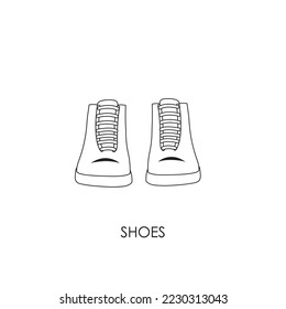 Line icon Unisex Boots Vector illustartion. Silhouette of Winter Shoes linear vector icon isolated on white background. Hiking Shoes. Footwear outline icon. Cute Girl's Boots outline illustration