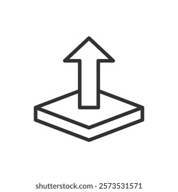 Line icon of an upward arrow on a platform. Vector illustration