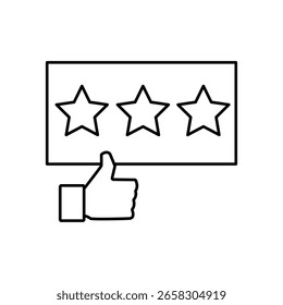 Line icon of user star rate thumb up
