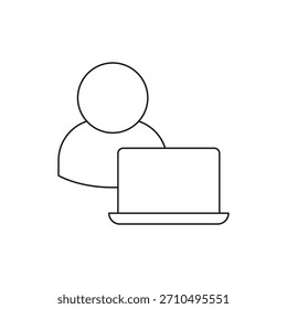 Line icon of a user working on a laptop computer.