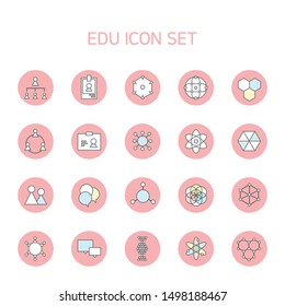 Line icon for various chemical structural models and human networks