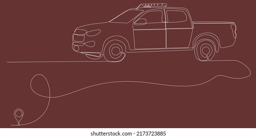 Line icon vector continuous line drawing of police car line from oulis office route with starting point and single line trail - Vector illustration. - Vector