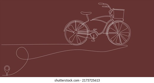 
Line icon vector continuous line drawing of bicycle line from oulis house route with starting point and single line trail - Vector illustration. - Vector