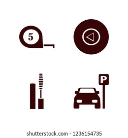 line icon. line vector icons set mascara brush, left arrow, tape measure and parked car