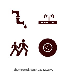 line icon. line vector icons set pedestrian people, piping, left arrow and router