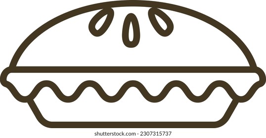 Line icon vector illustration of an American pie. Traditional apple pie. Baking, pastry and pastry shop.