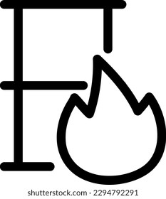 Line icon vector illustration of a burning tank. Fuel storage. Flammable substance.