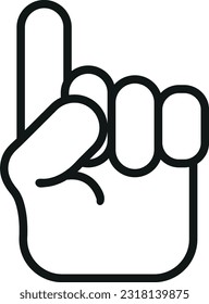 Line icon vector illustration. Finger pointing up. Point.
