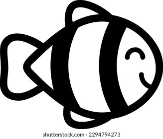 Line icon vector illustration of a fish. Clownfish. tropical fish.