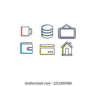 line icon vector logo house, cup, wallet