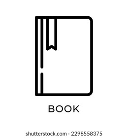 line icon vector of a notebook with ribbon, suitable for social media, app, website, and library icons