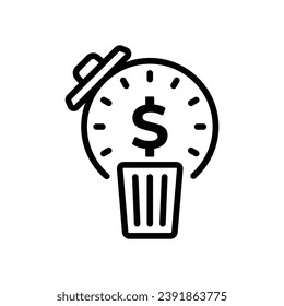 icono de línea vector de basura lata para dinero o inversión