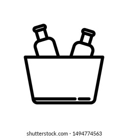 line icon for vine bottles with bucket 