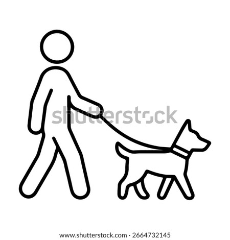 line icon walking the dog vector on white background
Vector line icon on white background