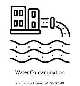 A line icon of water contamination