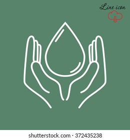 Line icon- water  save