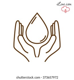 Line icon- water  save
