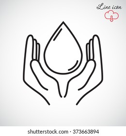 Line icon- water  save