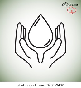 Line icon- water  save