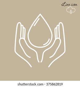 Line icon- water  save