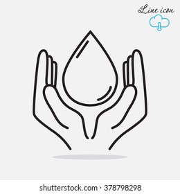Line icon- water  save