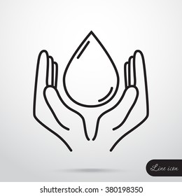 Line icon- water  save