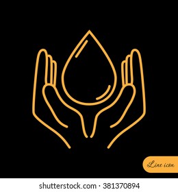 Line icon- water  save
