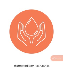 Line icon- water  save