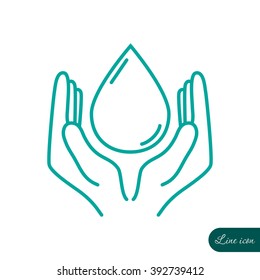 Line icon- water  save