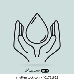 Line icon- water  save