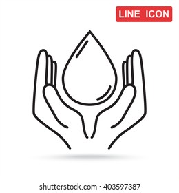 Line icon- water  save