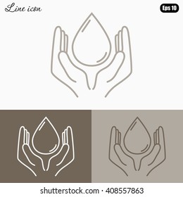 Line icon- water  save