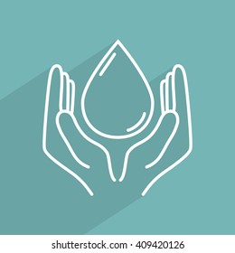 Line icon- water  save