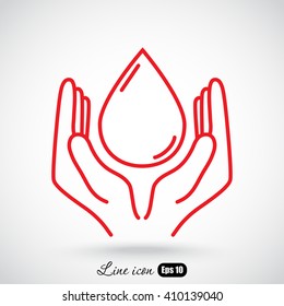 Line icon- water  save