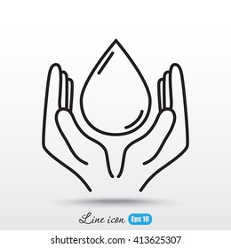 Line icon- water  save