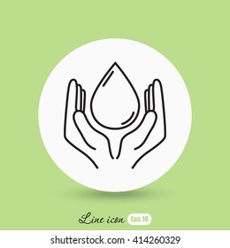 Line icon- water  save