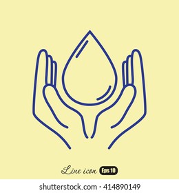 Line icon- water  save