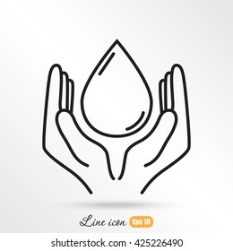Line icon- water  save