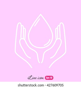 Line icon- water  save