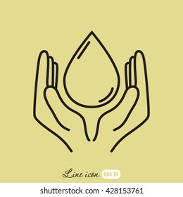Line icon- water  save