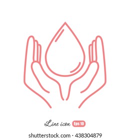 Line icon- water  save