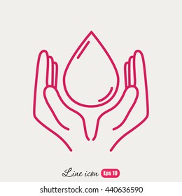 Line icon- water  save