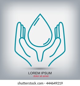Line icon- water  save